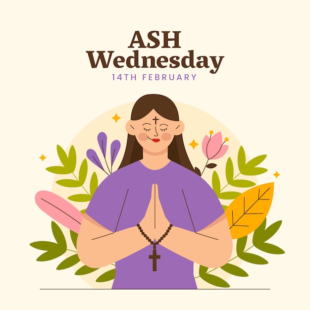 Flat illustration for religious ash wednesday celebration