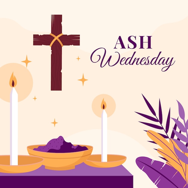 Vector flat illustration for religious ash wednesday holy day