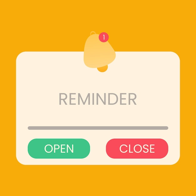 Flat illustration of reminder notifications page with floating elements