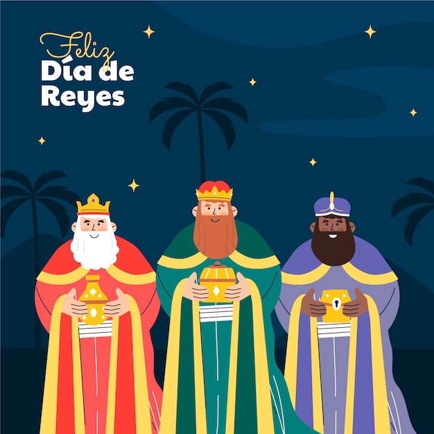 Illustrazione piatta per reyes magos