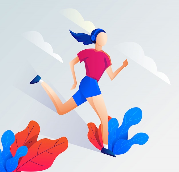 Vector flat illustration of a running person with a clean, elegant design. vector