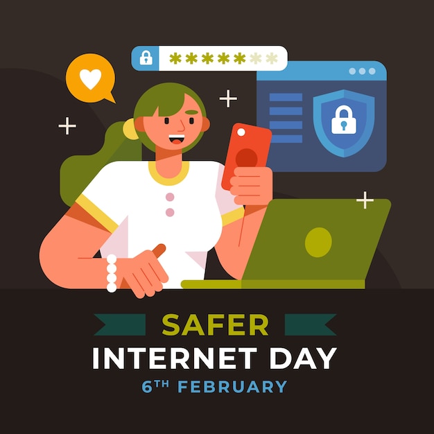 Flat illustration for safer internet day