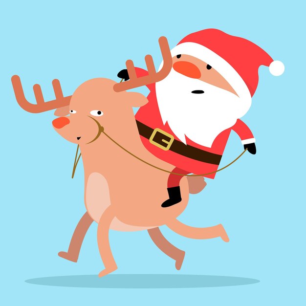 Flat illustration santa and dasher together