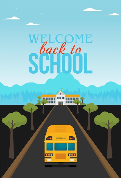 Vector flat illustration of school building for back to school