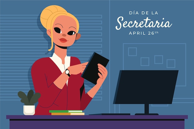 Flat illustration for secretary's day celebration