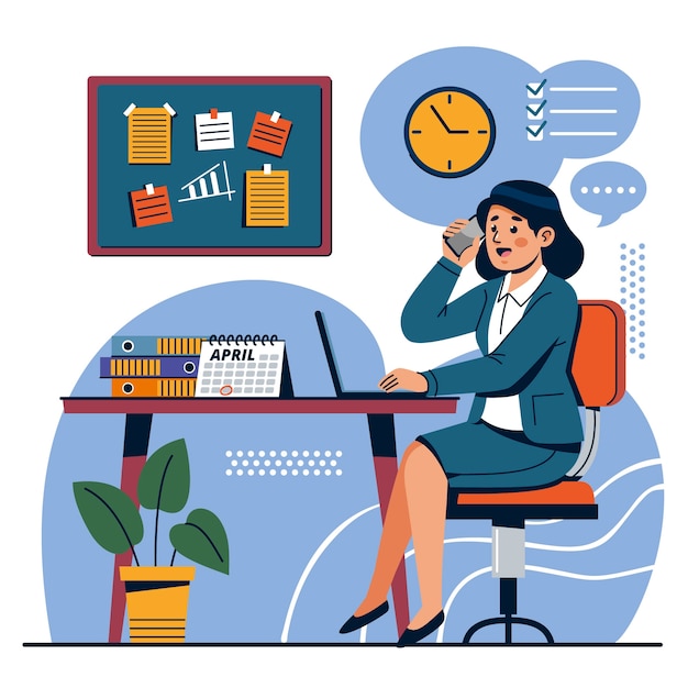 flat illustration for secretary's day celebration