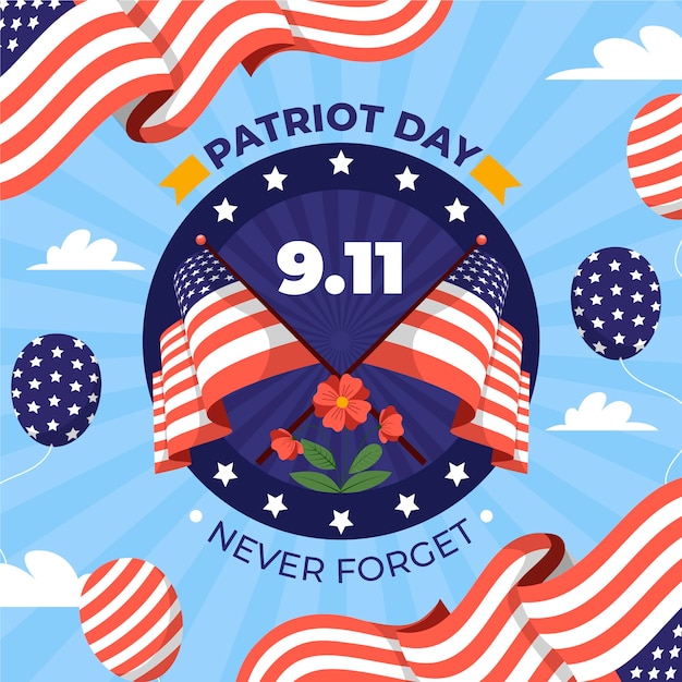 Vector flat illustration for september 11 patriot day celebration