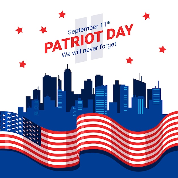 Vector flat illustration for september 11 patriot day celebration