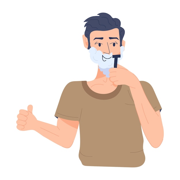 A flat illustration of shaving face