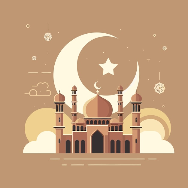 Vector a flat illustration of simple islamic background wallpaper