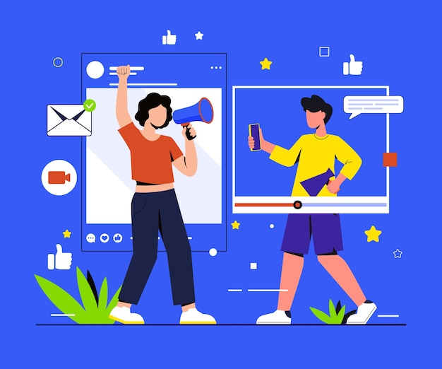 Flat illustration for social media day celebration