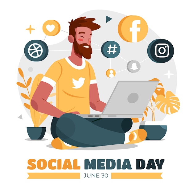 Illustrazione piatta per la celebrazione del giorno dei social media