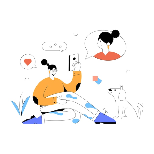 소셜 미디어의 평면 그림