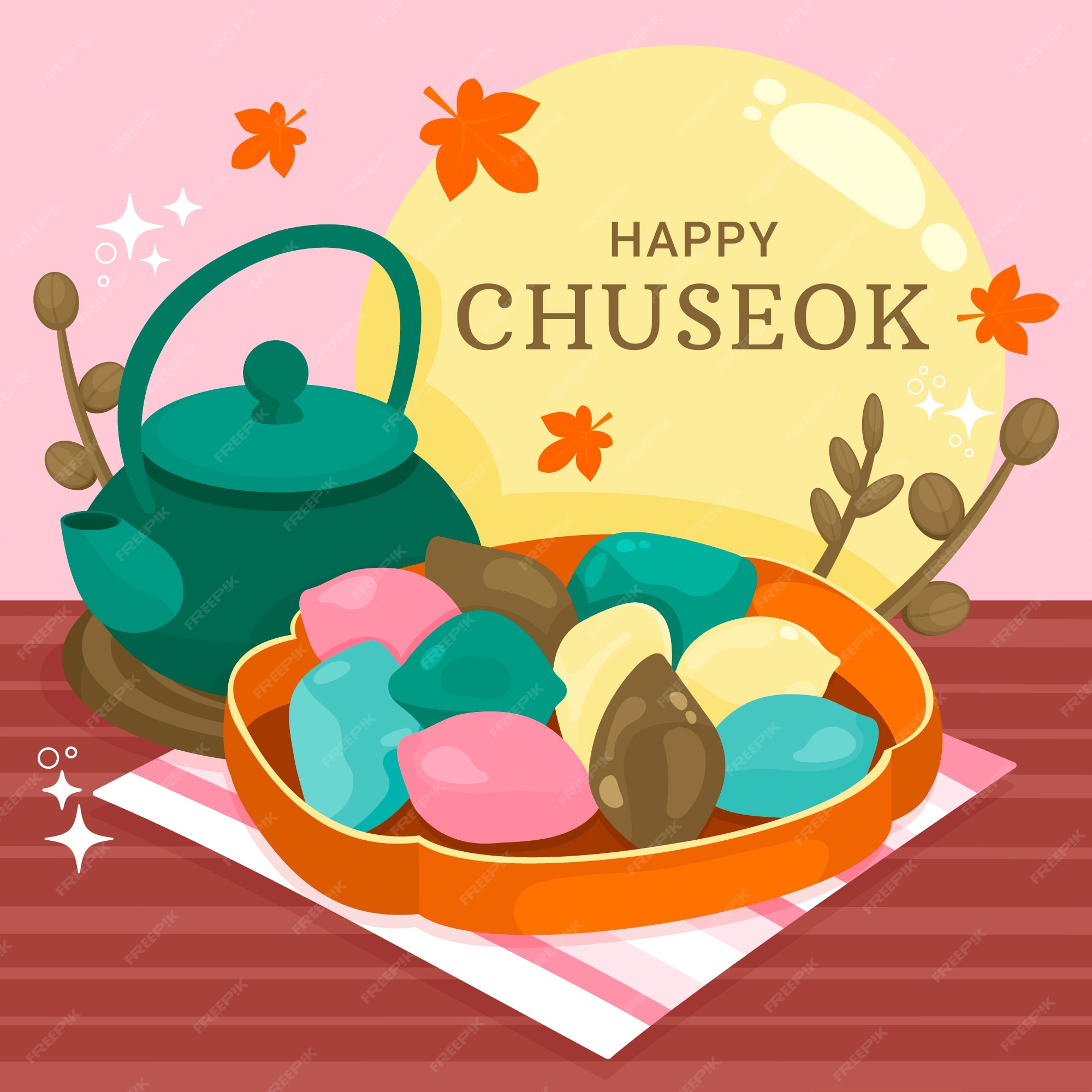 Premium Vector Flat illustration for south korean chuseok festival celebration