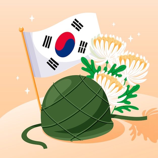 韓国の記念日のお祝いの平らなイラスト