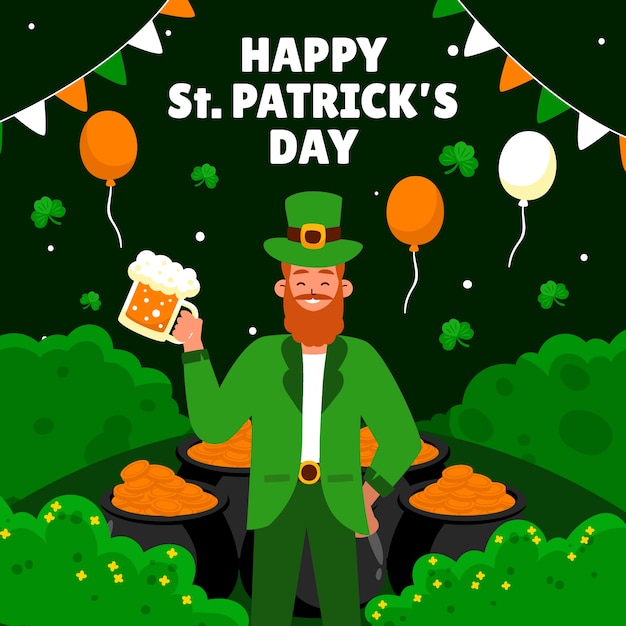 Flat illustration for st patrick's day celebration