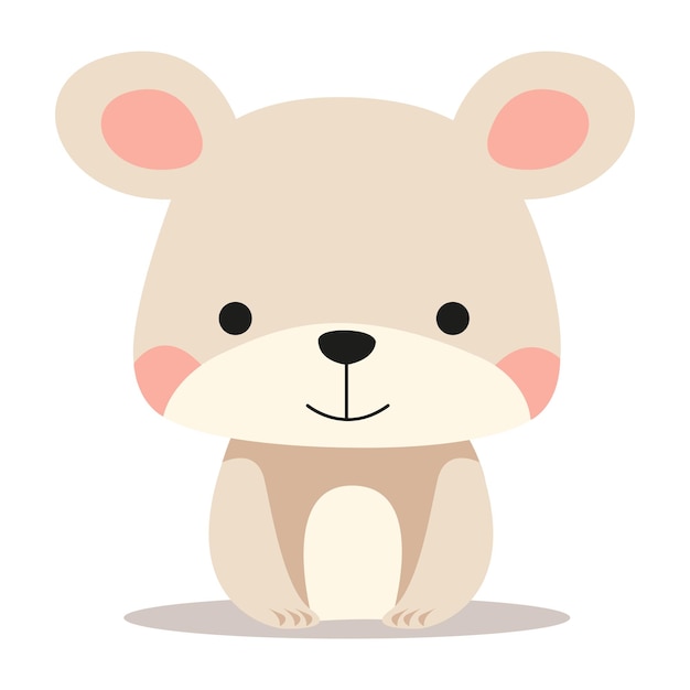 Flat illustration of a stylized bear cub Cartoon little bear cute character for children