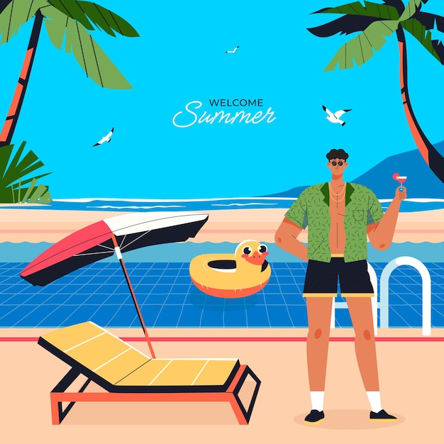 Vector flat illustration for summer season celebration