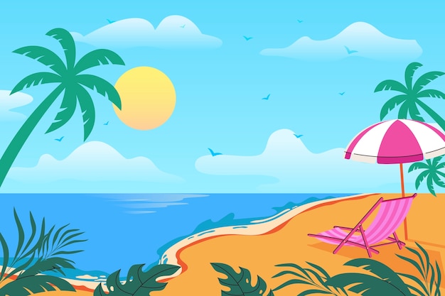 Vector flat illustration for summertime in 80's style