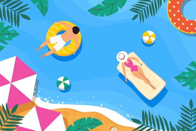flat illustration for summertime in 80's style