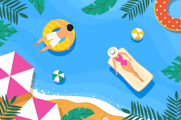 Vector flat illustration for summertime in 80's style