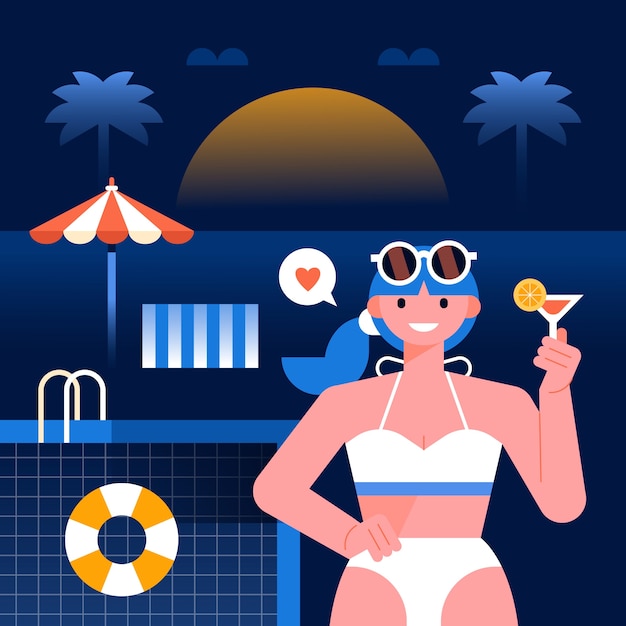 Vector flat illustration for summertime