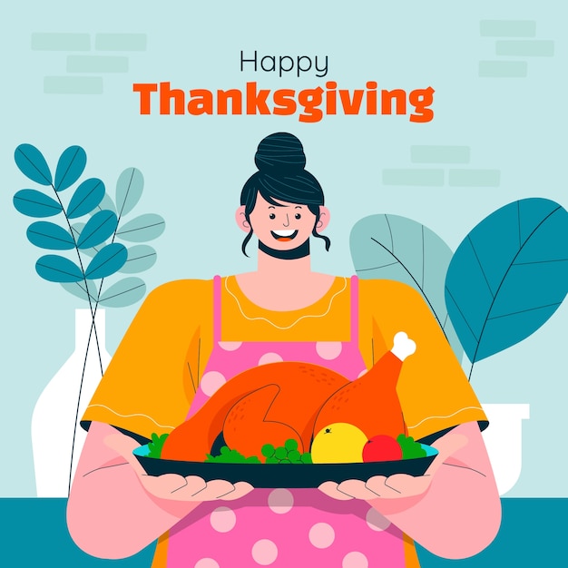 Vector flat illustration for thanksgiving celebration