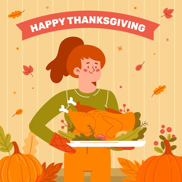 flat illustration for thanksgiving celebration