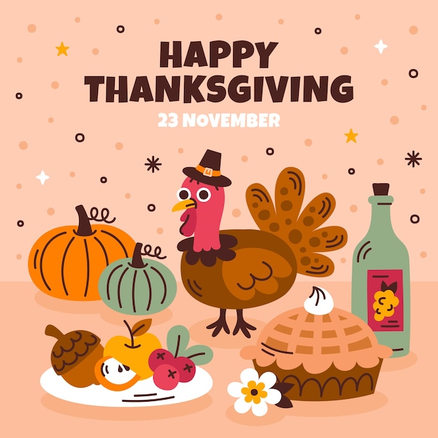 flat illustration for thanksgiving day celebration