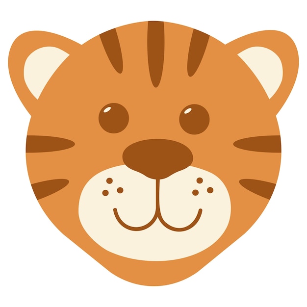 Vector flat illustration of tiger tiger's head stiker