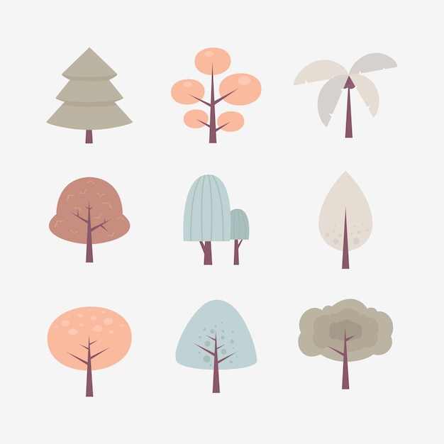 flat illustration tree and plant