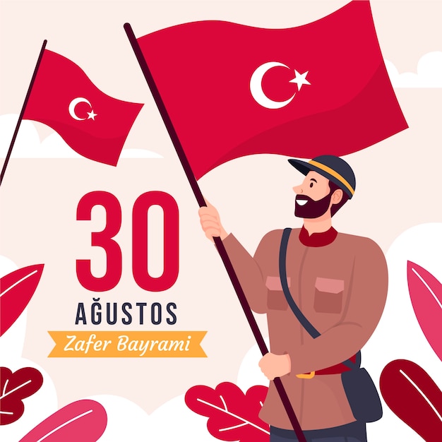 Vector flat illustration for turkish armed forces day celebration