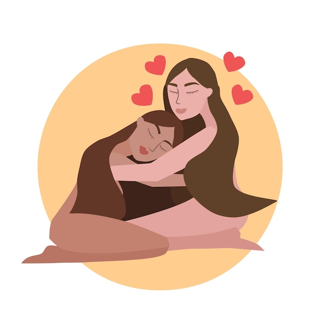 Flat illustration of two lesbian girls