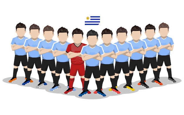 Vettore illustrazione piana della squadra di football americano nazionale dell'uruguay per la concorrenza del sudamerica