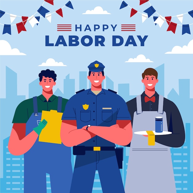 Vector flat illustration for us labor day celebration