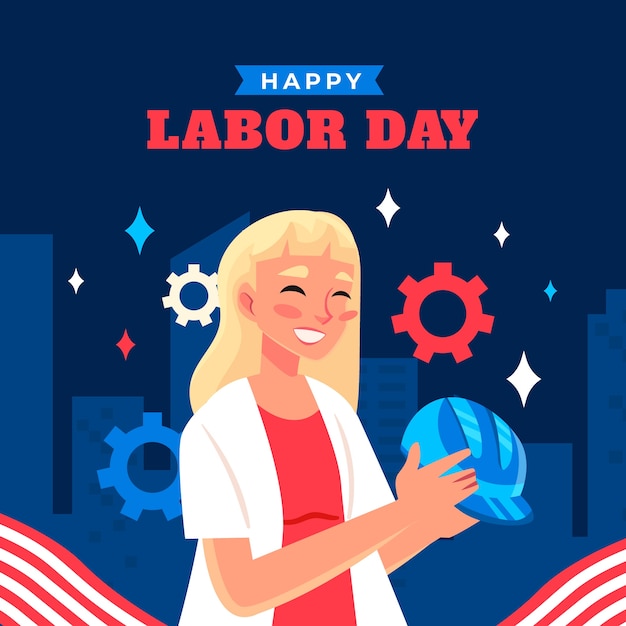 Vector flat illustration for us labor day celebration