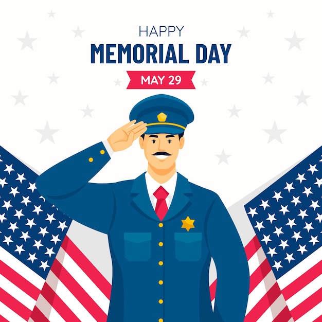 Vector flat illustration for usa memorial day celebration