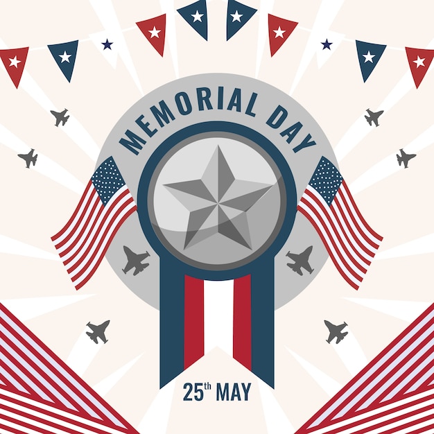 Vector flat illustration for usa memorial day celebration