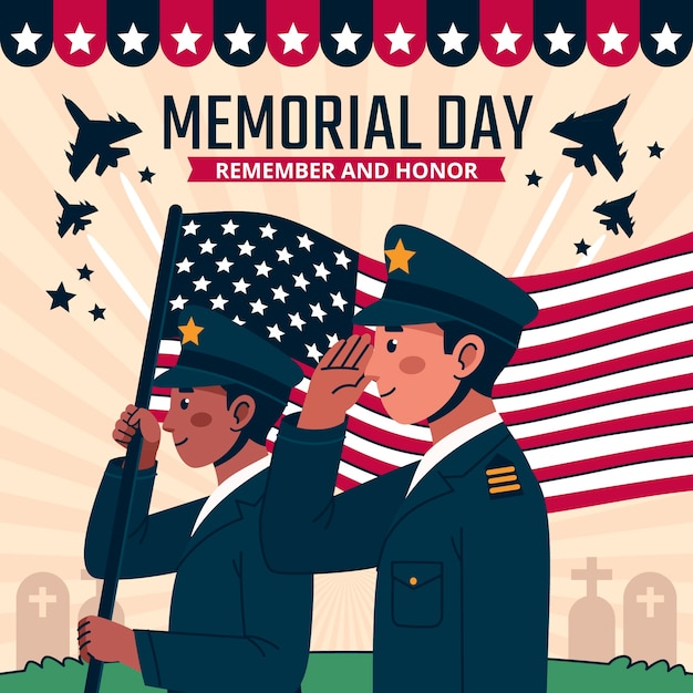 Illustrazione piatta per la festa del memorial day negli stati uniti