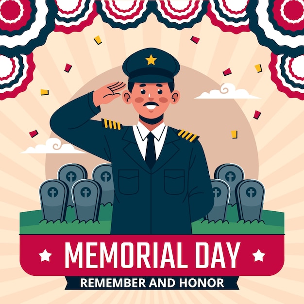 Vector flat illustration for usa memorial day holiday