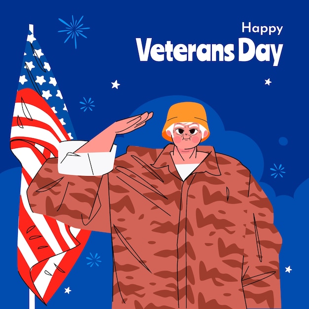 Vector flat illustration for usa veterans day celebration