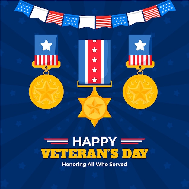 Flat illustration for usa veterans day holiday