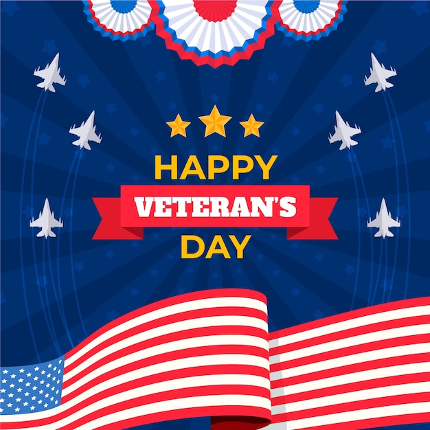 Flat illustration for usa veterans day holiday