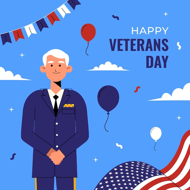 Flat illustration for usa veterans day holiday