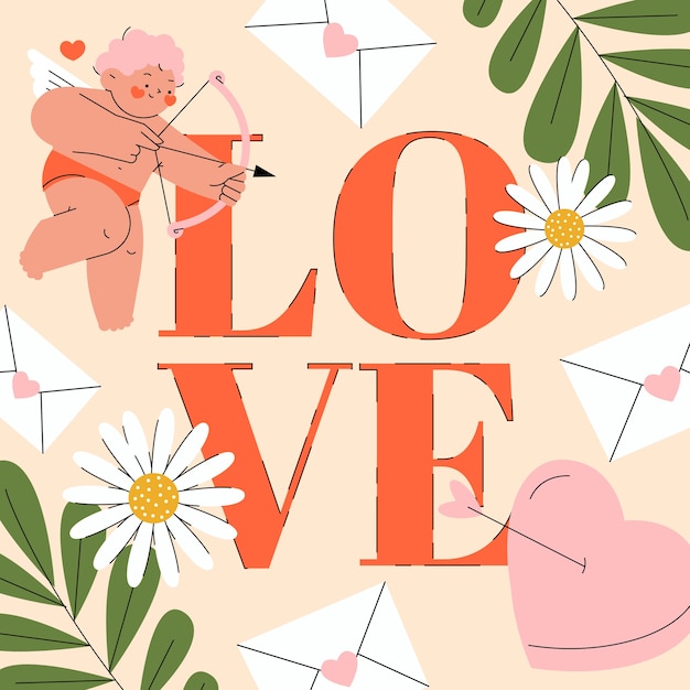 Flat illustration for valentine's day holiday