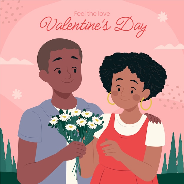 Flat illustration for valentines day celebration