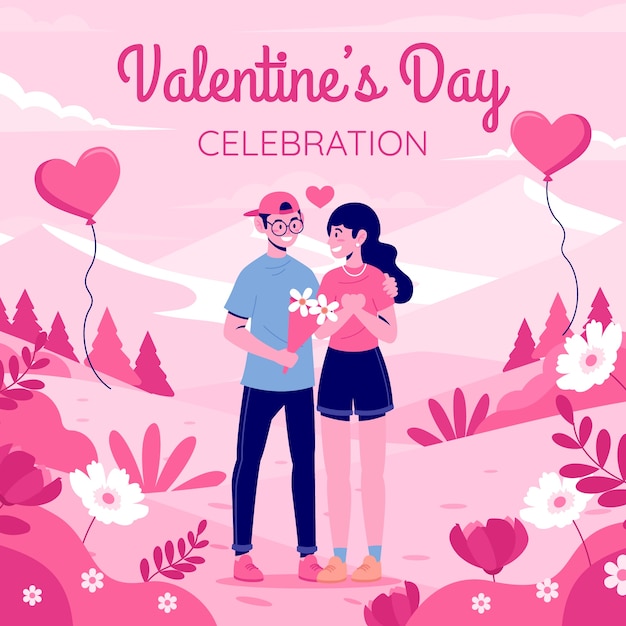 Flat illustration for valentines day celebration