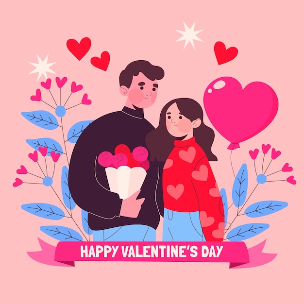 Vector flat illustration for valentines day celebration