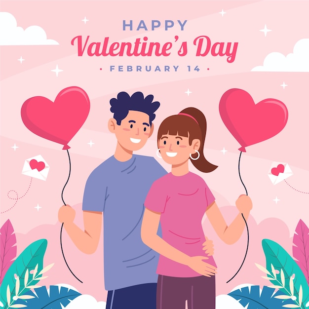 Flat illustration for valentines day celebration