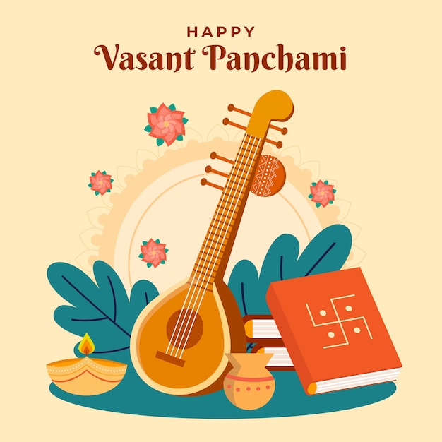 vasant panchami 축제에 대한 평면 그림